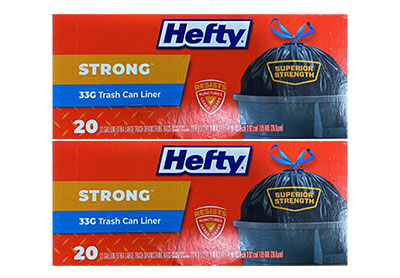 Image: Hefty Strong 33 Gallon Scent Free Drawstring Extra Large Black Trash Bags (20 x 2 Pack)