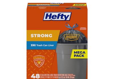Image: Hefty Strong 33 Gallon Scent Free Drawstring Extra Large Black Trash Bags (48 Count)