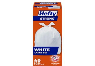 Image: Hefty Strong 34L Clean Burst Scent Large White EasyFlaps Trash Bags (40 Count)