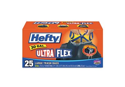 Image: Hefty Ultra Flex 30 Gallon Scent Free Drawstring Large Black Trash Bags (25 Count)