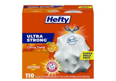 Image: Hefty Ultra Strong 13 Gallon Citrus Twist Scent Tall Kitchen Drawstring Trash Bags (110 Count)