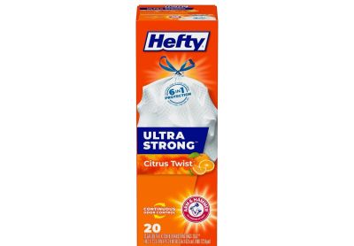 Image: Hefty Ultra Strong 13 Gallon Citrus Twist Scent Tall Kitchen Drawstring Trash Bags (20 Count)