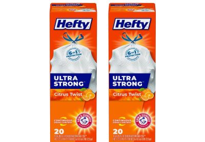 Image: Hefty Ultra Strong 13 Gallon Citrus Twist Scent Tall Kitchen Drawstring Trash Bags (20 x 2 Pack)