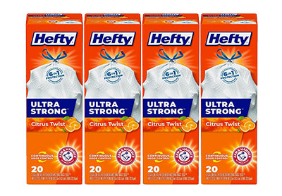 Image: Hefty Ultra Strong 13 Gallon Citrus Twist Scent Tall Kitchen Drawstring Trash Bags (20 x 4 Pack)