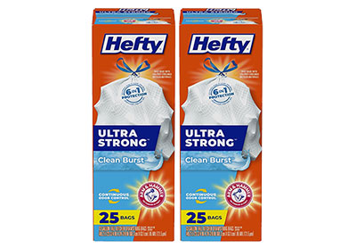 Image: Hefty Ultra Strong 13 Gallon Clean Burst Scent Tall Kitchen Drawstring White Trash Bags (25 x 2 Pack)