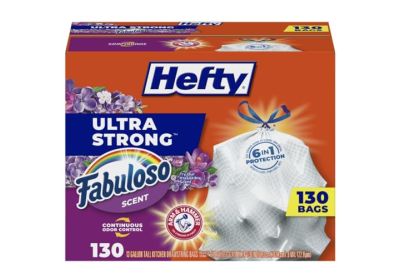 Image: Hefty Ultra Strong 13 Gallon Fabuloso Scent Tall Kitchen Drawstring White Trash Bags (130 Count)