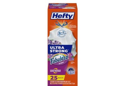 Image: Hefty Ultra Strong 13 Gallon Fabuloso Scent Tall Kitchen Drawstring White Trash Bags (25 Count)