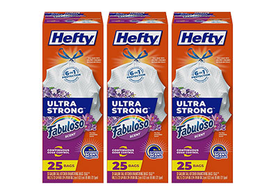 Image: Hefty Ultra Strong 13 Gallon Fabuloso Scent Tall Kitchen Drawstring White Trash Bags (25 x 3 Pack)