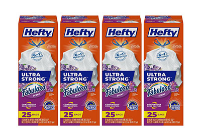 Image: Hefty Ultra Strong 13 Gallon Fabuloso Scent Tall Kitchen Drawstring White Trash Bags (25 x 4 Pack)