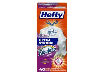 Image: Hefty Ultra Strong 13 Gallon Fabuloso Scent Tall Kitchen Drawstring White Trash Bags (40 Count)