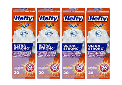 Image: Hefty Ultra Strong 13 Gallon Lavender & Sweet Vanilla Scent Tall Kitchen Drawstring White Trash Bags (20 x 4 Pack)