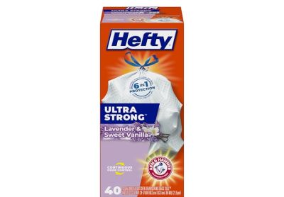 Image: Hefty Ultra Strong 13 Gallon Lavender & Sweet Vanilla Scent Tall Kitchen Drawstring White Trash Bags (40 Count)
