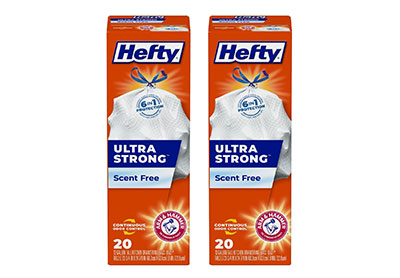 Image: Hefty Ultra Strong 13 Gallon Scent Free Tall Kitchen Drawstring White Trash Bags (20 x 2 Pack)