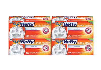 Image: Hefty Ultra Strong 13 Gallon Scent Free Tall Kitchen Drawstring White Trash Bags (20 x 4 Pack)