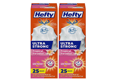 Image: Hefty Ultra Strong 13 Gallon Tropical Paradise Scent Tall Kitchen Drawstring White Trash Bags (25 x 2 Pack)