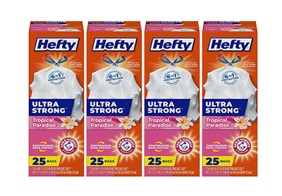 Image: Hefty Ultra Strong 13 Gallon Tropical Paradise Scent Tall Kitchen Drawstring White Trash Bags (25 x 4 Pack)
