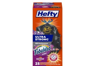 Image: Hefty Ultra Strong 30 Gallon Fabuloso Scent Drawstring Large Black Trash Bags (25 Count)