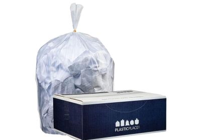 Image: Plasticplace 13 Gallon 1.0 Mil Scent Free Tall Kitchen Clear Trash Bags (250 Count)