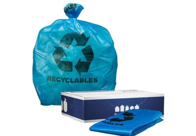 Image: Plasticplace 13 Gallon 1.2 Mil Scent Free Recycling Blue Trash Bags (250 Count)