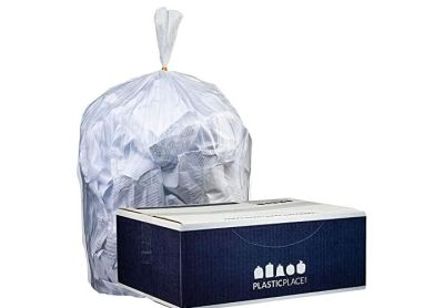 Image: Plasticplace 20-30 Gallon 0.3 Mil Scent Free High Density Clear Trash Bags (500 Count)