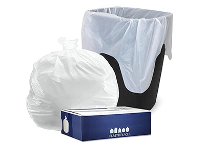 Image: Plasticplace 20-30 Gallon 0.7 Mil Scent Free Low Density White Trash Bags (200 Count)
