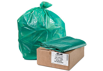 Image: Plasticplace 20-30 Gallon 1.2 Mil Scent Free Heavy Duty Green Trash Bags (200 Count)