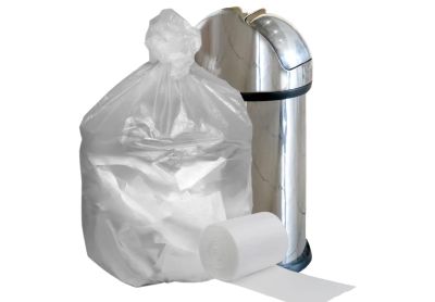 Image: Plasticplace 32-33 Gallon 0.4 Mil Scent Free High Density Clear Trash Bags (500 Count)