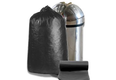 Image: Plasticplace 32-33 Gallon 0.6 Mil Scent Free High Density Black Trash Bags (250 Count)