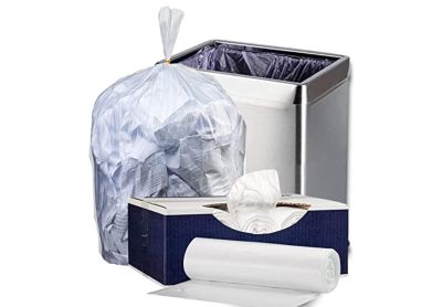 Image: Plasticplace 32-33 Gallon 0.6 Mil Scent Free High Density Clear Trash Bags (250 Count)