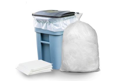 Image: Plasticplace 32-33 Gallon 1.2 Mil Scent Free Heavy Duty Clear Trash Bags (100 Count)