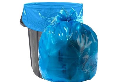 Image: Plasticplace 32-33 Gallon 1.2 Mil Scent Free Recycling Low Density Blue Trash Bags (100 Count)
