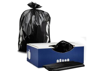 Image: Plasticplace 32-33 Gallon 1.5 Mil Scent Free Heavy Duty Black Trash Bags (100 Count)