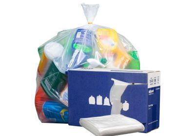 Image: Plasticplace 32-33 Gallon 1.5 Mil Scent Free Heavy Duty Clear Trash Bags (100 Count)