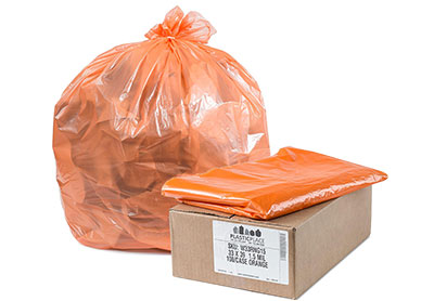 Image: Plasticplace 32-33 Gallon 1.5 Mil Scent Free Heavy Duty Orange Trash Bags (100 Count)