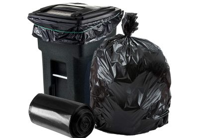 Image: Plasticplace 32-48 Gallon 1.5 Mil Scent Free Heavy Duty Black Trash Bags (50 Count)