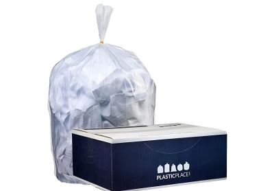 Image: Plasticplace 4 Gallon 0.24 Mil Scent Free High Density Clear Trash Bags (100 Count)