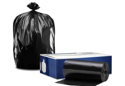 Image: Plasticplace 40-45 Gallon 1.2 Mil Scent Free Heavy Duty Black Trash Bags (100 Count)