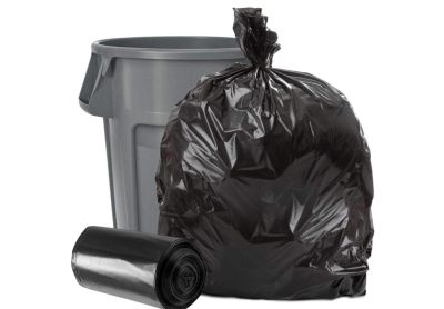 Image: Plasticplace 40-45 Gallon 1.5 Mil Scent Free Heavy Duty Black Trash Bags (100 Count)