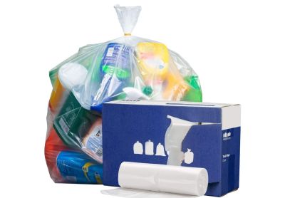 Image: Plasticplace 40-45 Gallon 1.5 Mil Scent Free Heavy Duty Clear Trash Bags (100 Count)