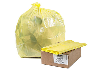 Image: Plasticplace 40-45 Gallon 1.5 Mil Scent Free Heavy Duty Yellow Trash Bags (100 Count)