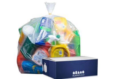 Image: Plasticplace 40-45 Gallon 2.0 Mil Scent Free Heavy Duty Clear Trash Bags (50 Count)