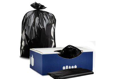 Image: Plasticplace 44 Gallon 1.5 Mil Scent Free Heavy Duty Black Trash Bags (100 Count)