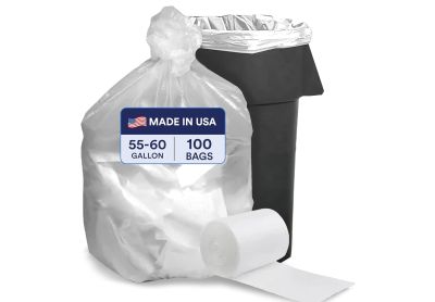 Image: Plasticplace 55-60 Gallon 0.9 Mil Scent Free Heavy Duty Clear Trash Bags (100 Count)