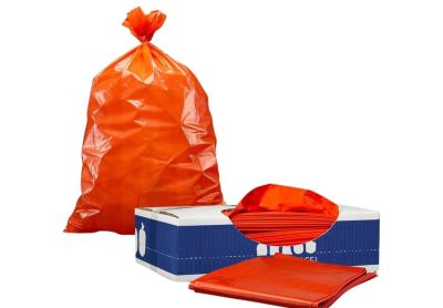 Image: Plasticplace 55-60 Gallon 1.2 Mil Scent Free Heavy Duty Orange Trash Bags (50 Count)