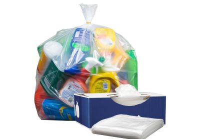 Image: Plasticplace 55-60 Gallon 2.0 Mil Scent Free Heavy Duty Clear Trash Bags (50 Count)