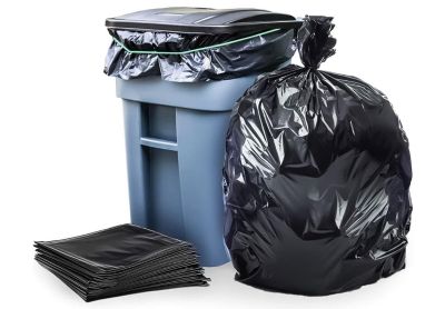 Image: Plasticplace 64-65 Gallon 1.5 Mil Scent Free Heavy Duty Black Trash Bags (25 Count)