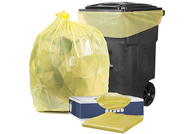 Image: Plasticplace 64-65 Gallon 1.5 Mil Scent Free Heavy Duty Yellow Trash Bags (50 Count)