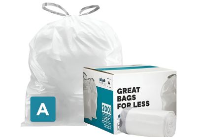 Image: Plasticplace Code A 4.5L 1.2 Mil Scent Free Custom Fit Liners Drawstring White Trash Bags (200 Count)