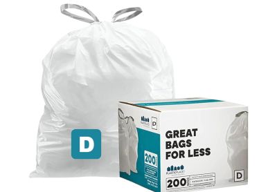 Image: Plasticplace Code D 20L 1.0 Mil Scent Free Custom Fit Liners Drawstring White Trash Bags (200 Count)