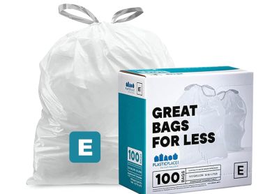 Image: Plasticplace Code E 20L 1.0 Mil Scent Free Custom Fit Liners Drawstring White Trash Bags (100 Count)